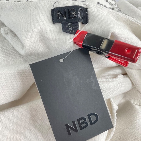 NBD White Maxi Stretch Jeweled High Split Dress Sz XS- Small $368 🥂🍾 - Picture 6 of 10